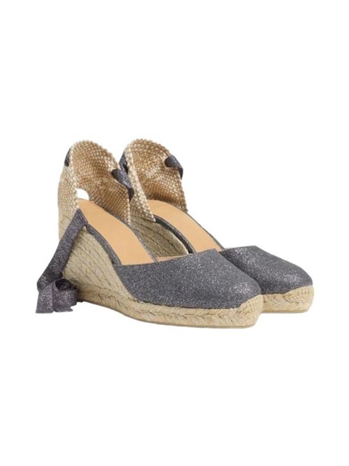 Cute women's espadrilles in gray metallic linen Castaner | CARINA8GRIS OSCURO